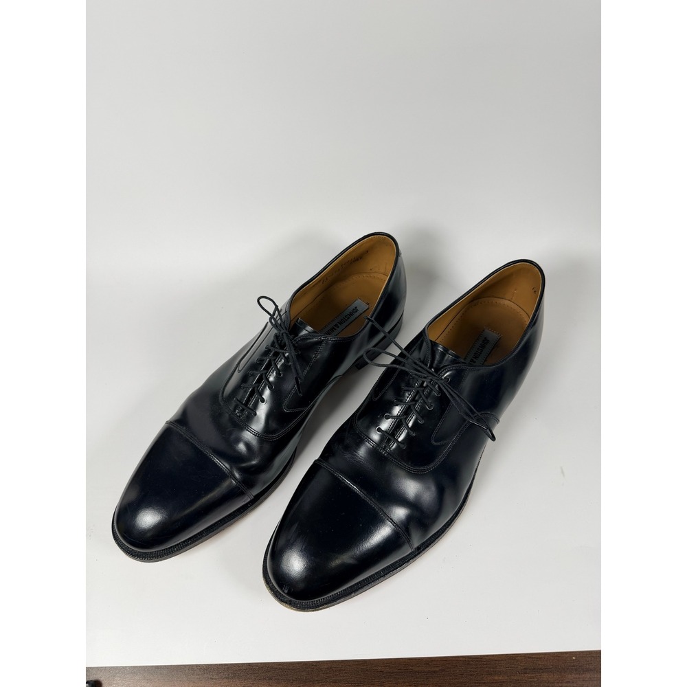 Johnston & Murphy Melton Black Leather Cap Toe Oxford Dress Shoes Mens Size 16